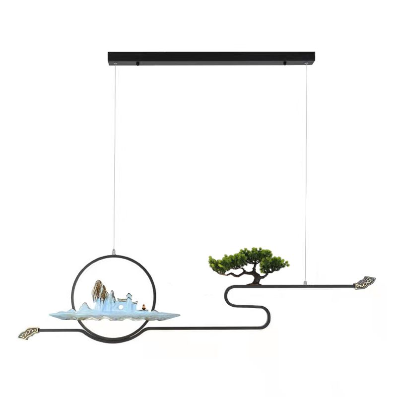 Linear Shape Island Lights Contemporary Style Metal Two Light Pendant Lighting Fixtures