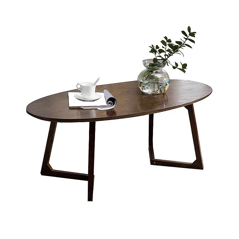 Sleigh-like Base Design Cocktail Table Wood/walnut/white Rubber Wood Coffee Table