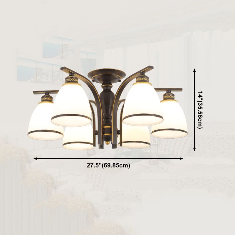 Black Semi Flush Mount Lighting Modern Style Glass Conical Semi-Flush Mount Ceiling Light