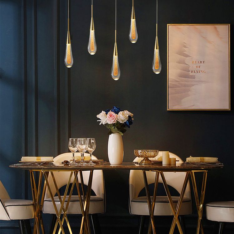 Droplet Multi plafond Light Contemporary Crystal Cluster Pendant Light avec cordon suspendu pour restaurant