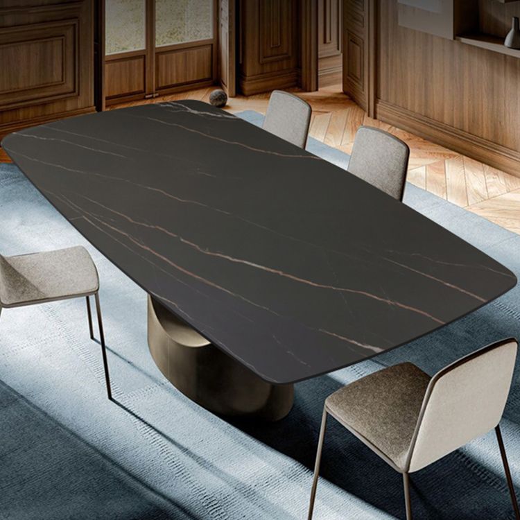 Mesa de comedor de piedra sinterizada Rectángulo de estilo industrial Mesa base de un solo pedestal para el hogar