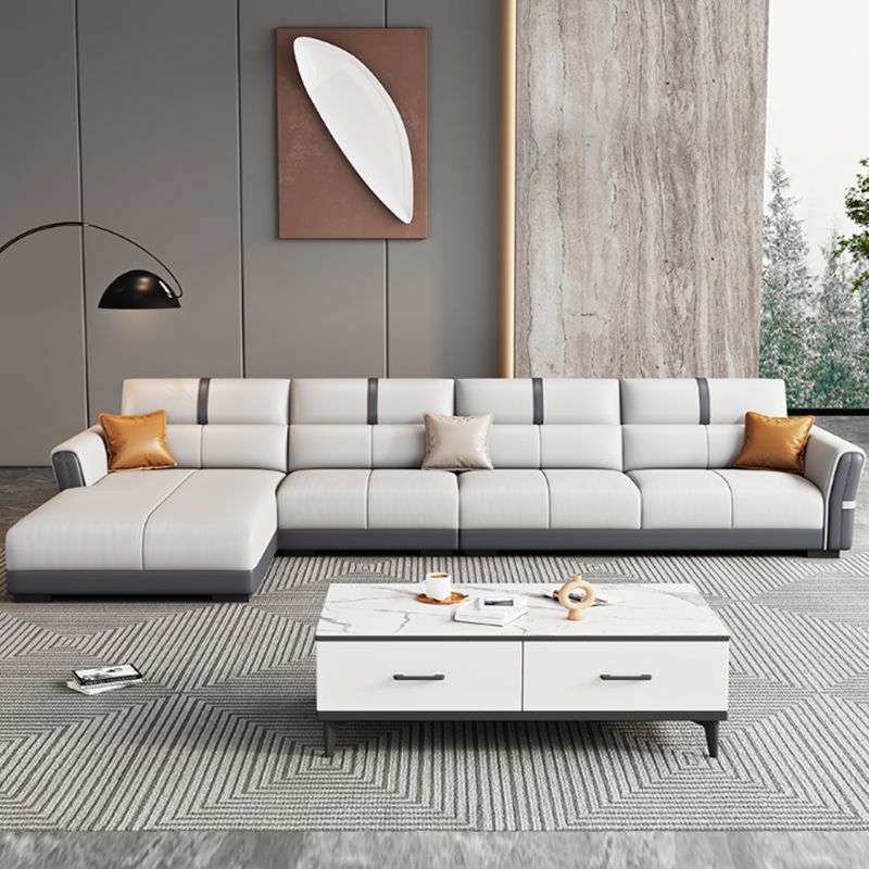 Contemporary Sectional Sofa Faux Leather Stain-Resistant Sectional Sofa
