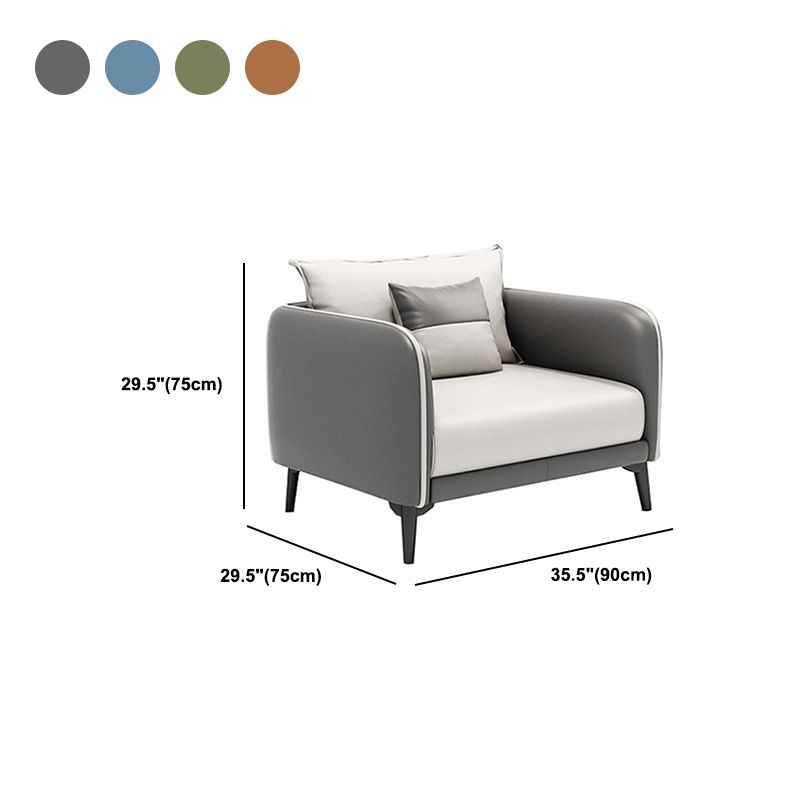 29.52" W Tuxedo Arm Sofa Faux Leather Contemporary Standard Sofa