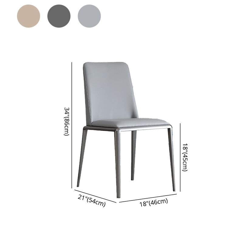 Sillas laterales contemporáneas sin brazos con respaldo sólido, sillas de comedor de cuero para el hogar (juego de 2)