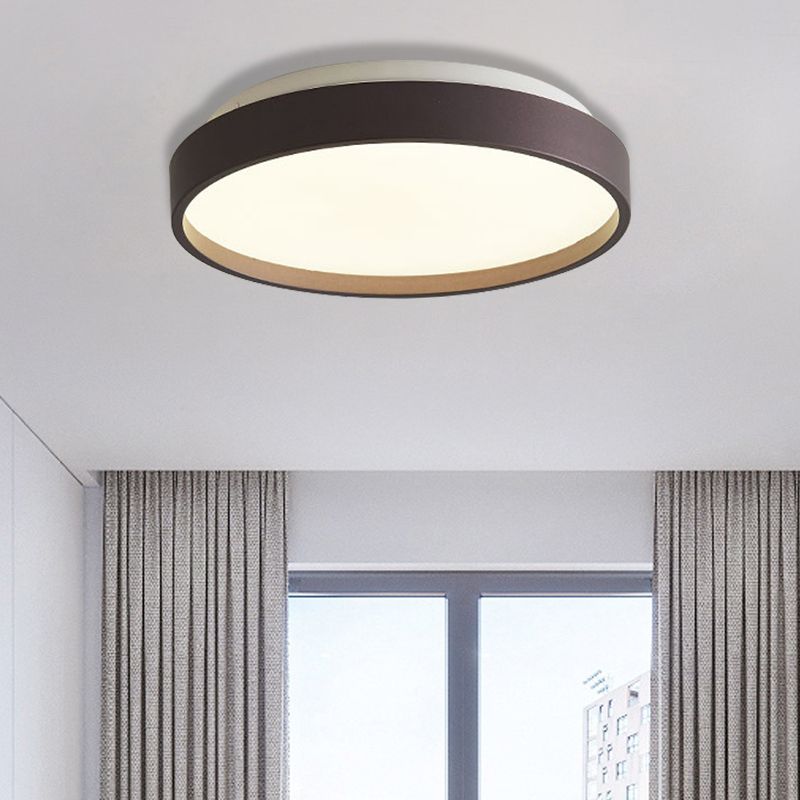 12"/18" Round Flush Light Modern Acrylic 1 Light Flush Mount Ceiling Light in Coffee Bronze/Gold/White for Indoor