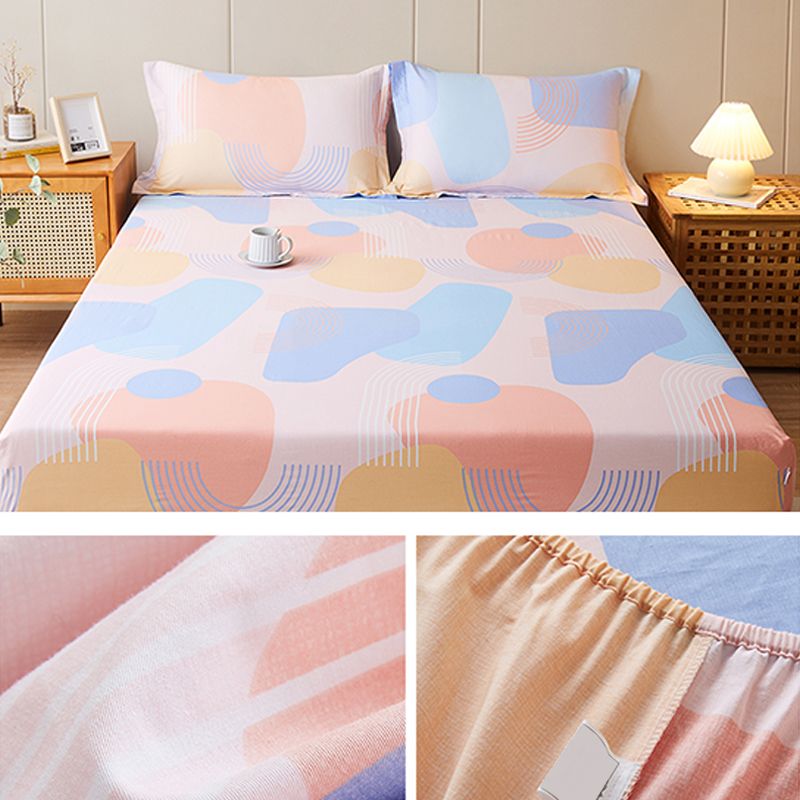Trendy Fitted Sheet Floral Printed Breathable Cotton Non-Pilling Fitted Sheet