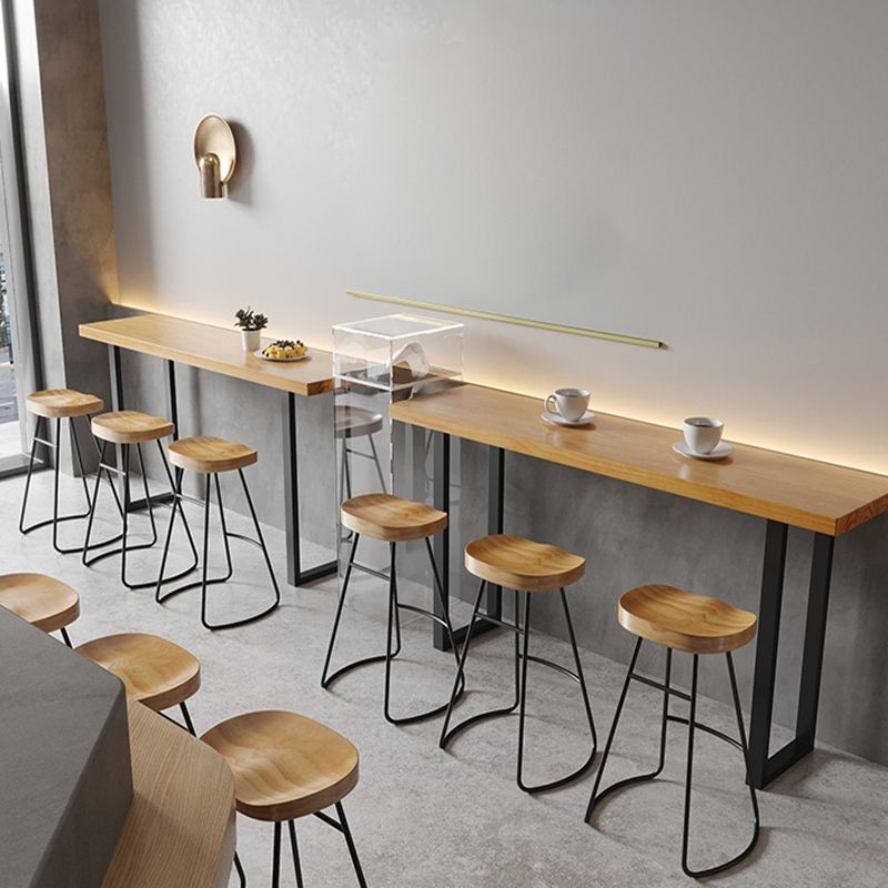 Modern Solid Wood Counter Height Stools with Footrest for Restaurant