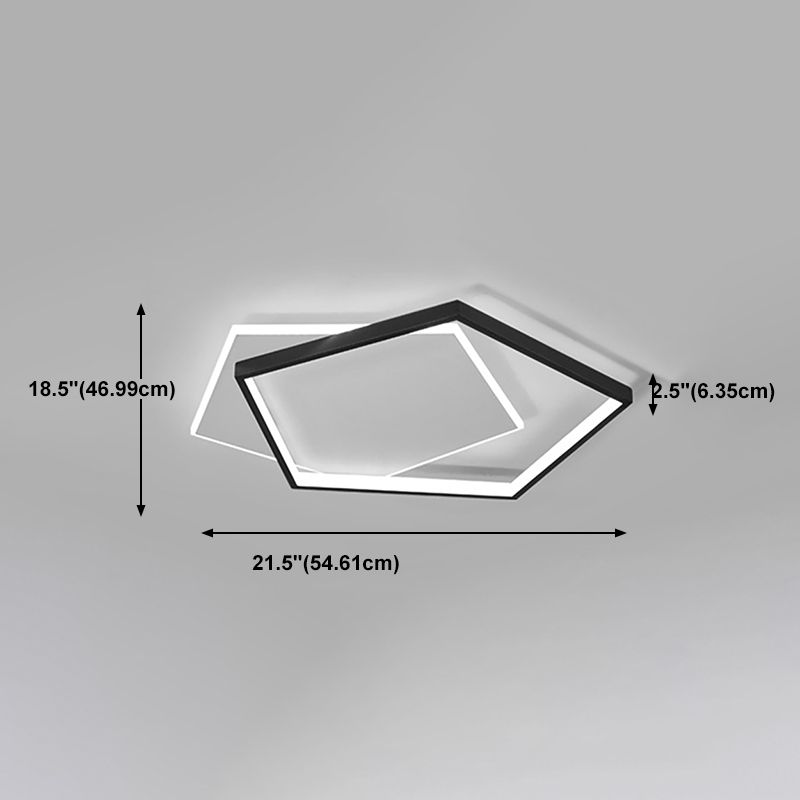 Plafonnier géométrique en métal, style simple, LED noir, éclairage proche du plafond