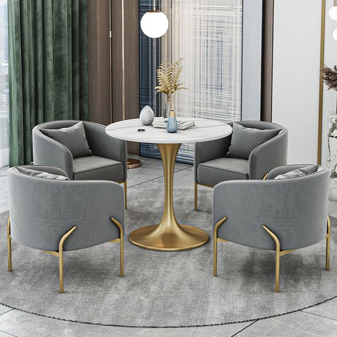 Scandinavian Style Sintered Stone Top Dining Set with Round Table Dining Furniture