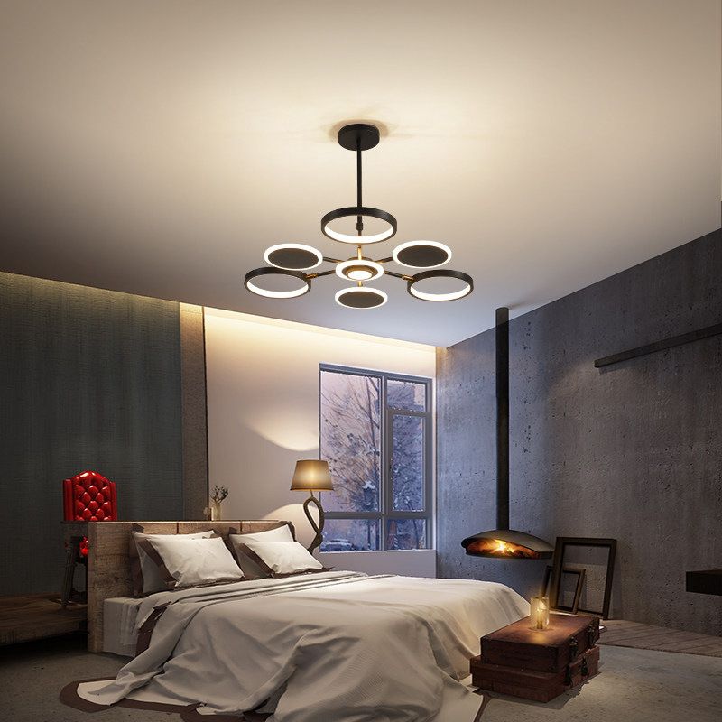 Postmoderne stijl LED kroonluchter licht multi -lichten metaal acryl hanger licht voor woonkamer