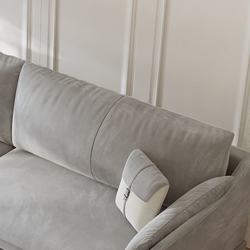with Pillows Contemporary Sloped Arm Standard Settee Couch in Grey