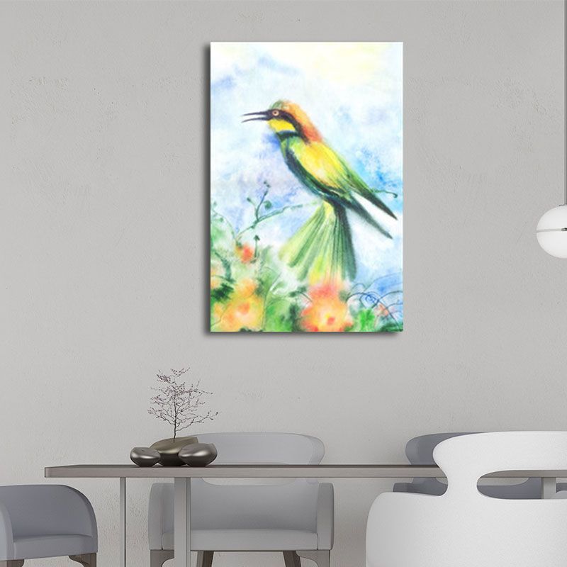 Birds and Flower Blossom Painting Farmhouse Textured Dining Room Canvas Wall Art