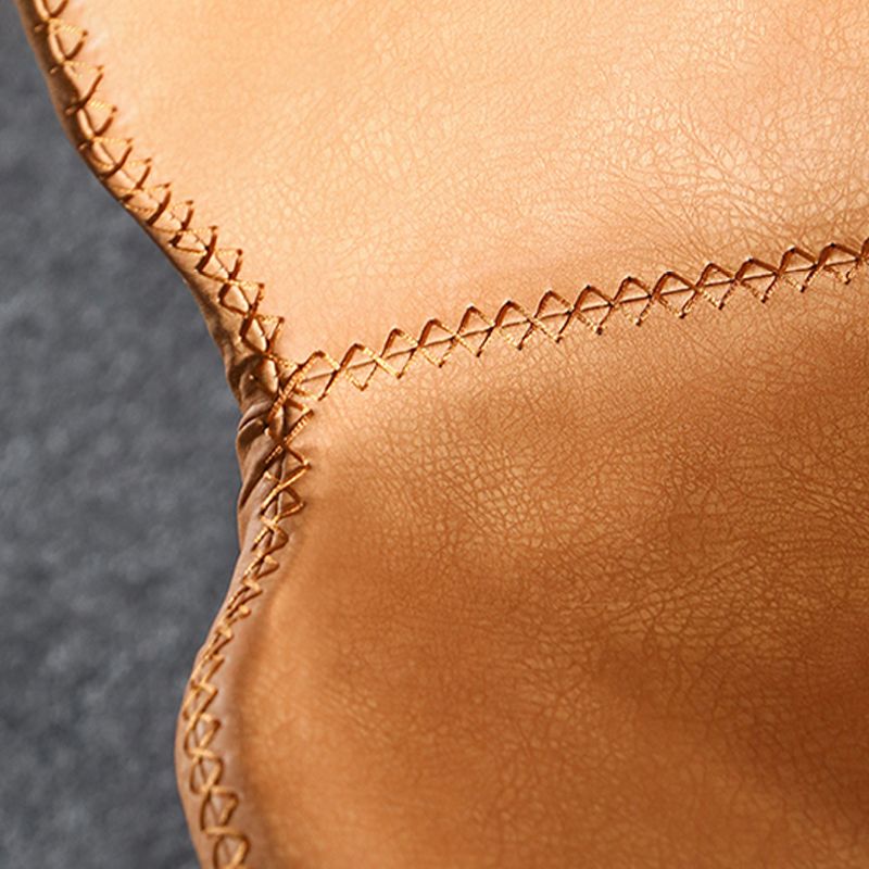 Scandinavian Armless Bar Stools Faux Leather Low Back Barstool with 4 Black Legs