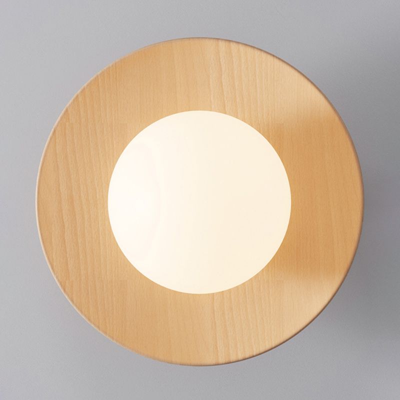Modern Style Spherical Shape Ceiling Light Wood 1 Light Ceiling Light for Restaurant