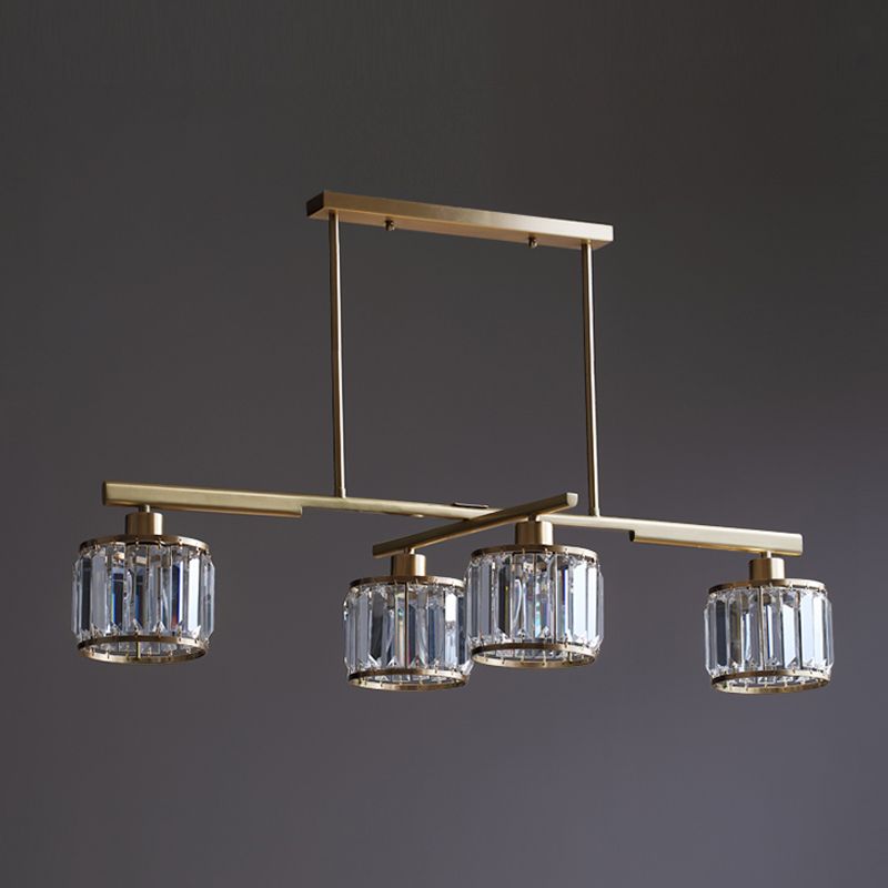 Modern Style Cylinder Island Lighting Fixtures Crystal 4- Light Island Pendant Lights