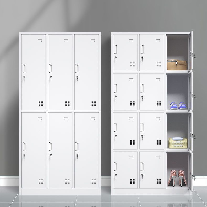 White Hinged Wardrobe Armoire Steel Storage Cabinet for Bedroom