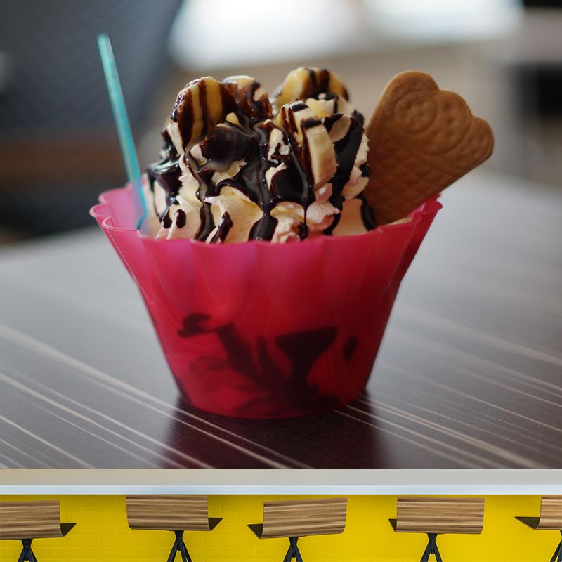 Dessert Shop Wall Mural with Ice Cream Painting Eco-friendly for Decoration