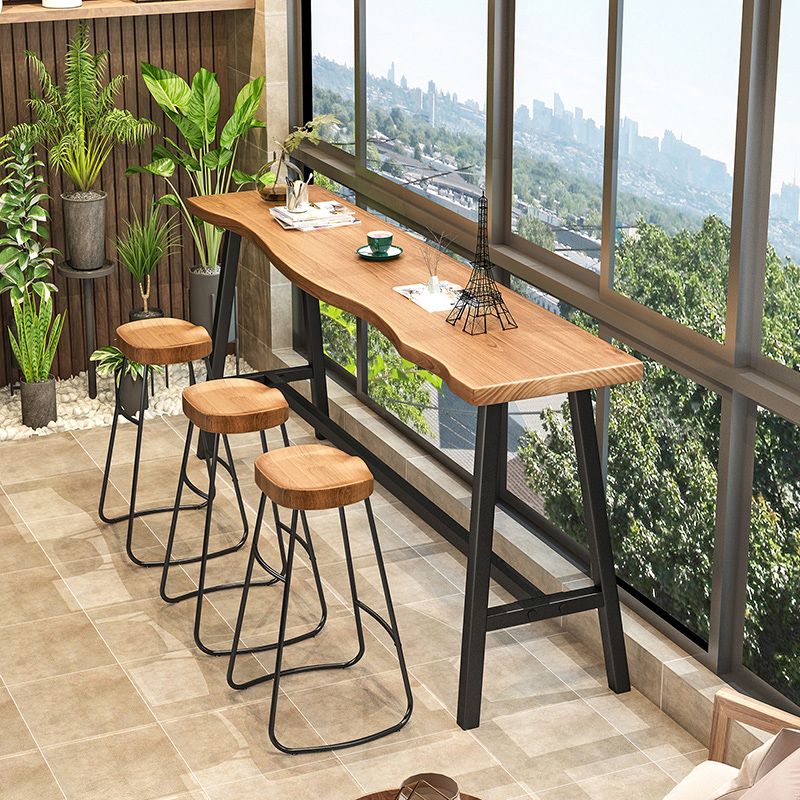 1/4 Pieces Industrial Rectangular Pub Table Set Wooden Counter Table with Backless Stools