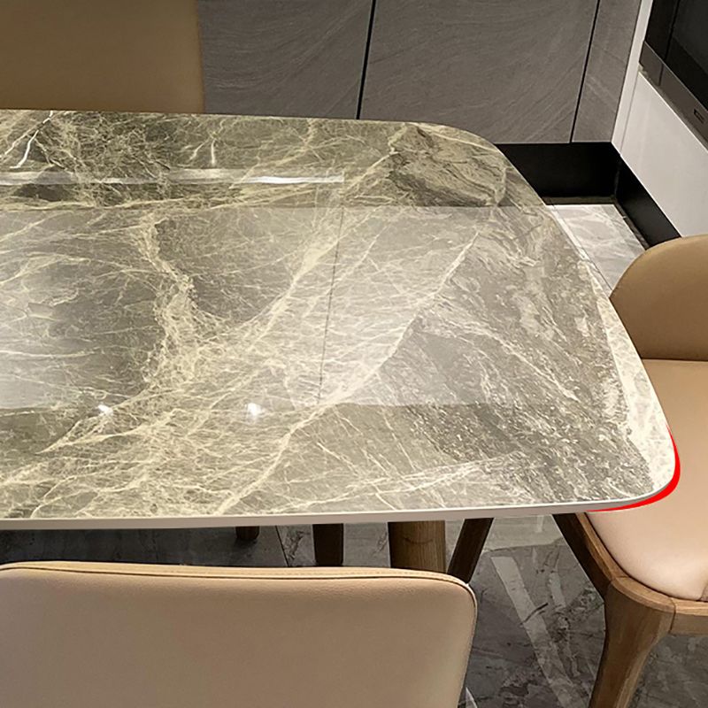Modern Rectangle Stone Table Standard Height Table Dining Table with 4 Legs