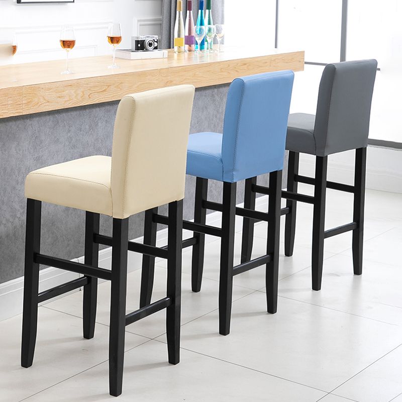 Contemporary Leather Solid Wood Barstool Bristol Bar Stool with Low Back