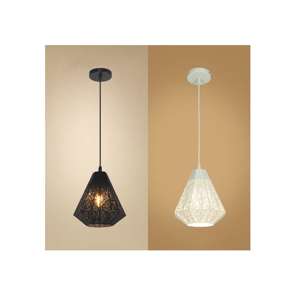 1 Glühbirne geätzte Diamantheizen helles industrielles schwarz/weißes Eisenhänge Deckenlampe für Wohnzimmer