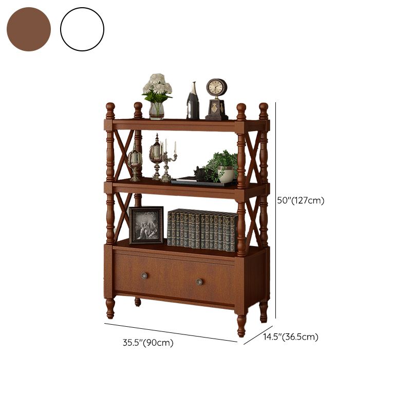 Contemporary Wooden Bookshelf Standard Closed Back Bookcase with 1 Drawer