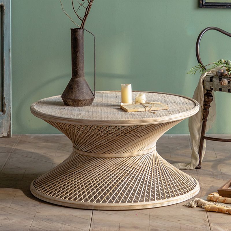 Rustic Corner Table Round Pedestal Distressed Accent Side Table