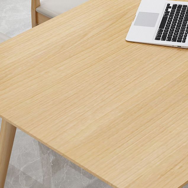 Rectangle 4 Legs Minimalist Table Wood Color Fixed Table of Solid Wood