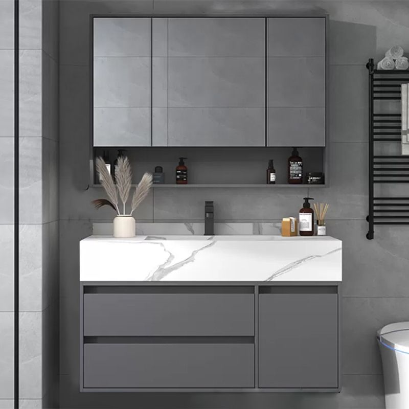 Modern Bathroom Vanity Set Mirror Included Rectangular Sink Drawer Sink Vanity