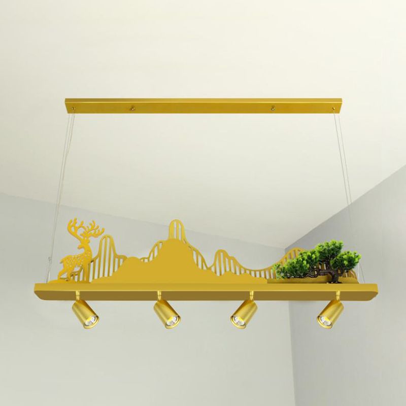Geometry Shape Island Lights Modern Style Metal Island Lighting in Gold