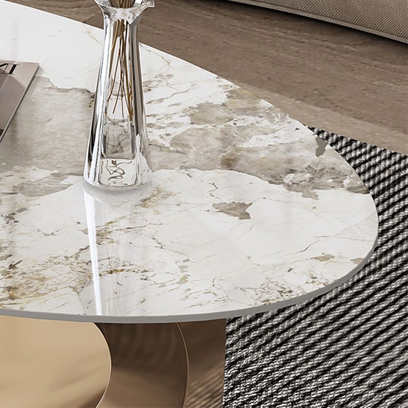 Glam Slate Top Coffee Table Abstract Oval Coffee Cocktail Table