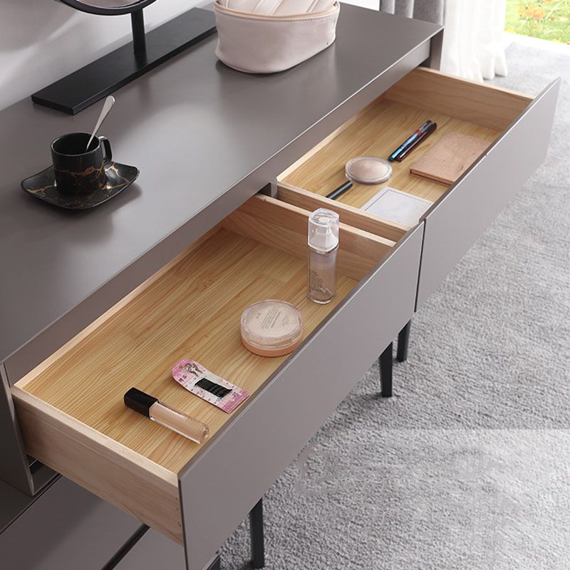 Grey Wooden Vanity Set with Mirror and Drawers Make-up Vanity