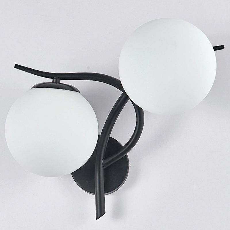 Modernist Wall Sconce Double Globe Wall Light Fixture with Glass for Living Room