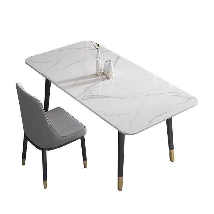 Rectangular Sintered Stone Dining Table Luxury Furniture with 4 Legs in Matte Finish Home