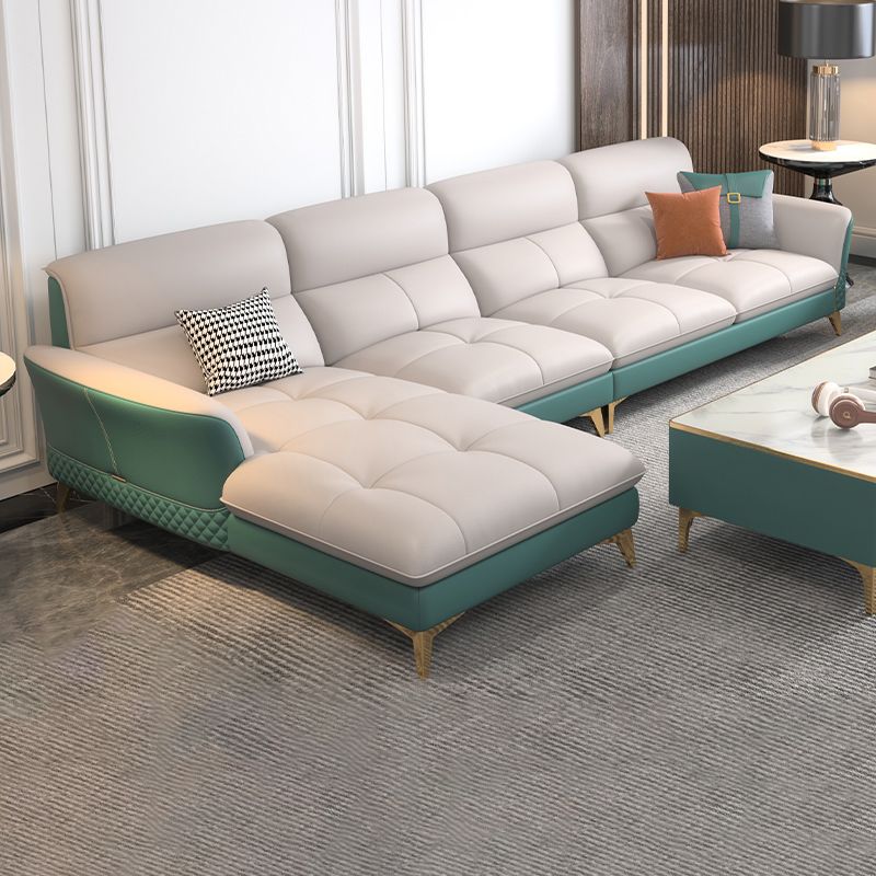 34.64 " H Genuine Leather Flared Arm Sofa & Chaise for Living Room