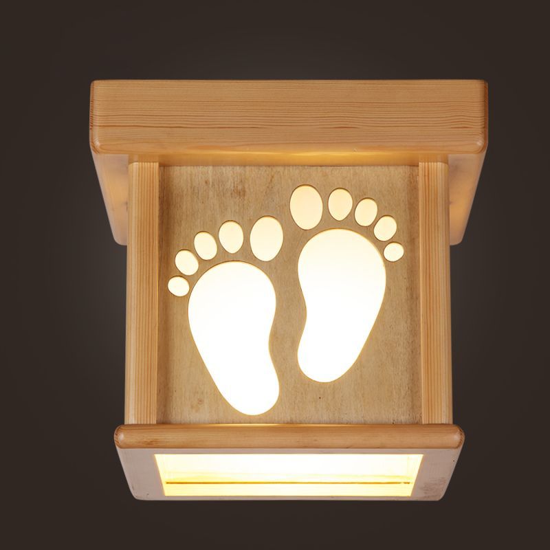 Place du bois près de Ceiling Light Nordic 1 Light 10 " W Flush Mount Light Fixture with Footprints for Dining Room