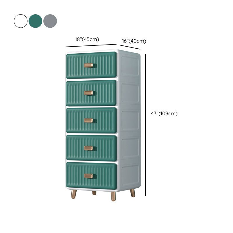 Contemporary Plastic Storage Cabinet for Bedroom Matte Finish Cabinet with Drawers