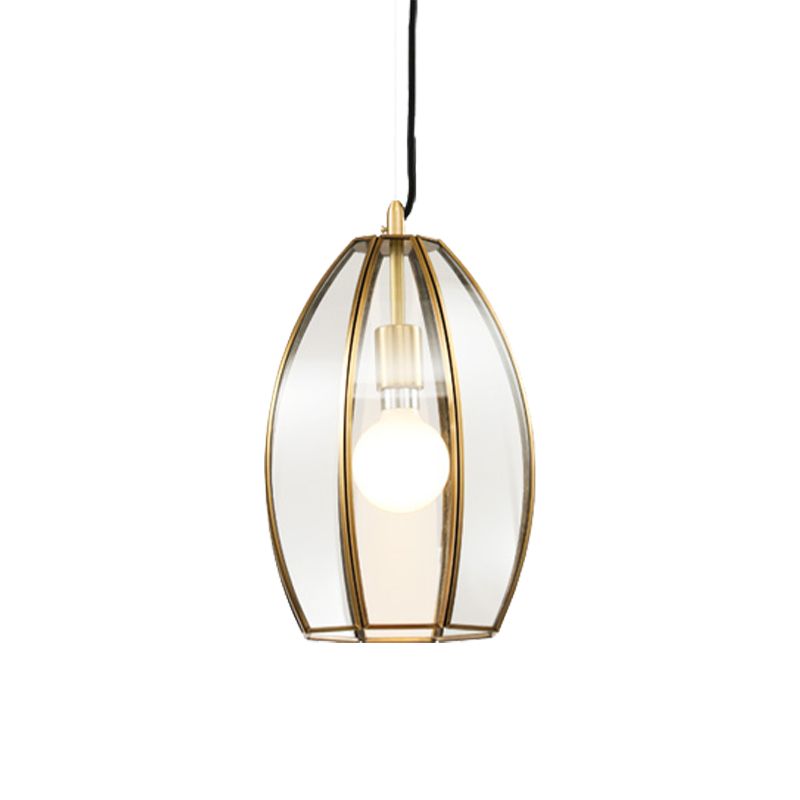 Oval/Bell Clear Glass Hanging Light Kit Simple 1 Light 12"/12.5"/13" Wide Dining Room Suspension Pendant Lamp