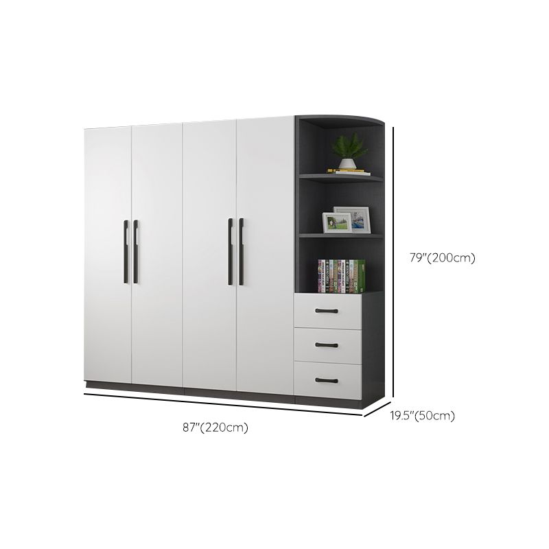 Modern Wood Frame Wardrobe Armoire Freestanding Wardrobe with Shelves