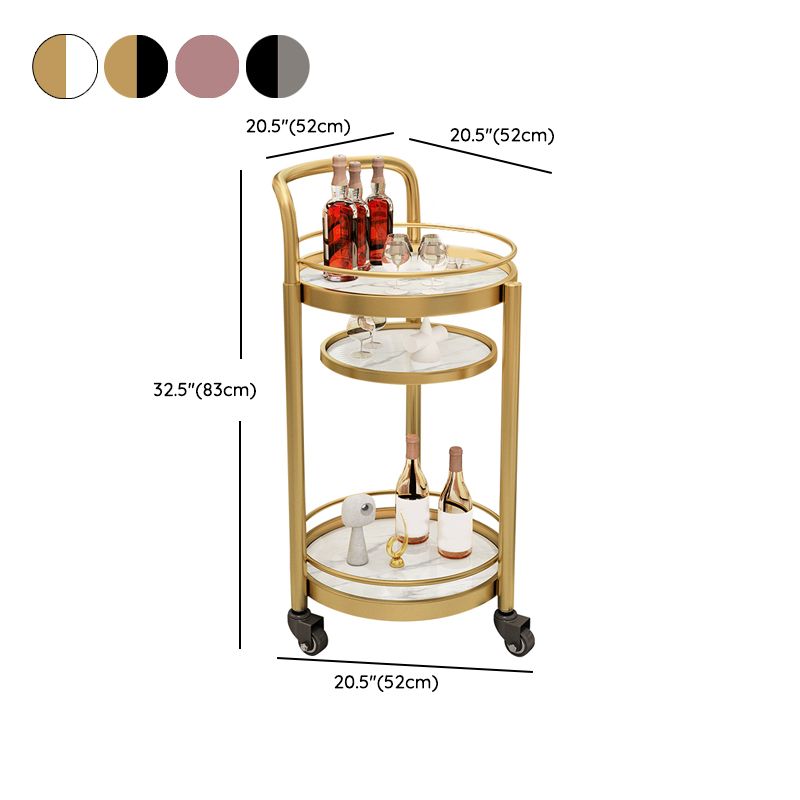 Modern Open Storage Prep Table Round Shape Home Dining Kitchen Trolley