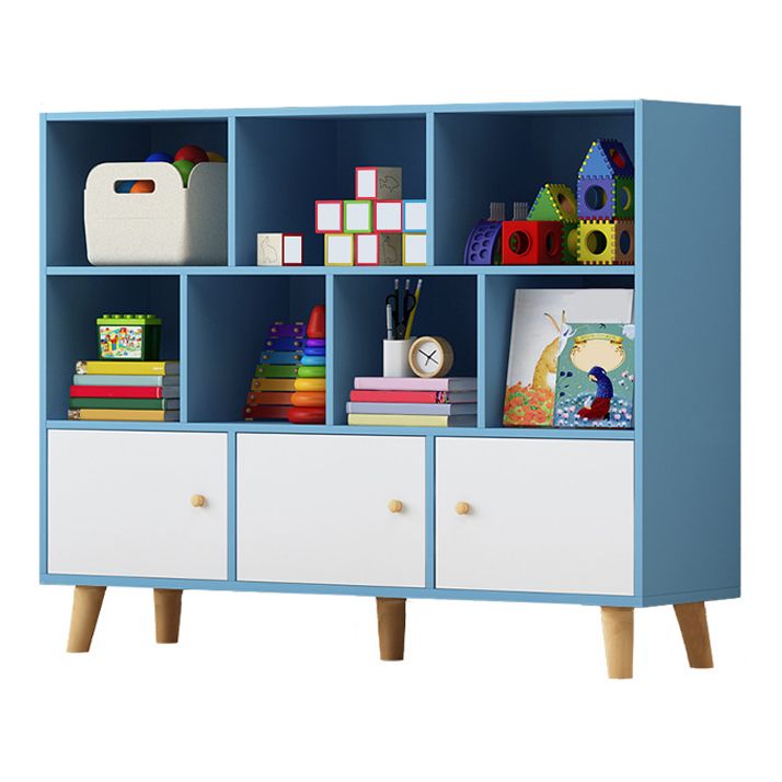 Wooden Shelf Bookcase Closed Back Bookshelf with Doors for Office