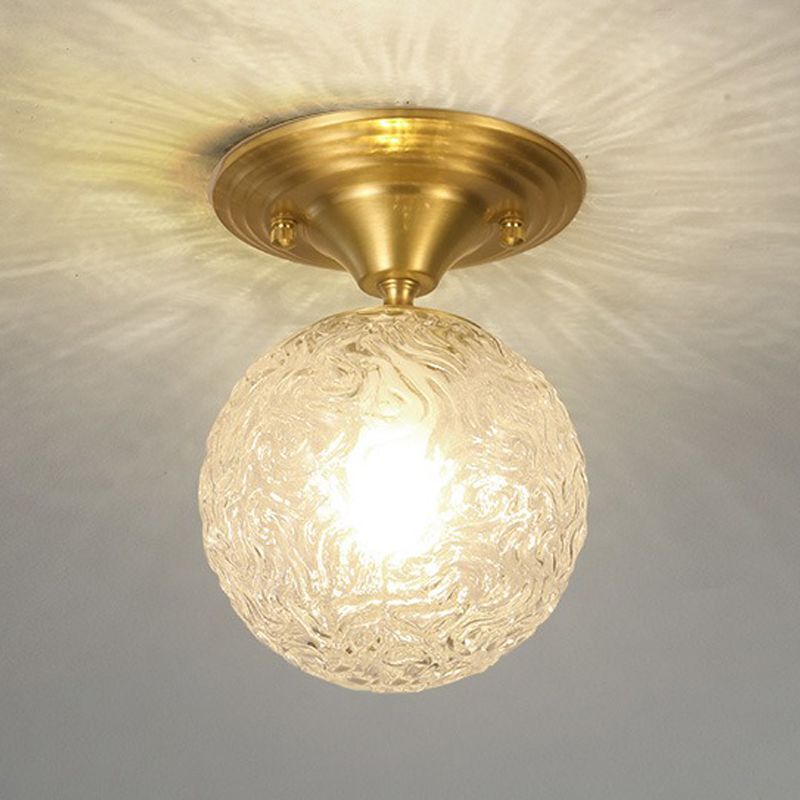 Spherical Glass Semi Flush Ceiling Light Nordic Style Gold Semi Mount Lighting