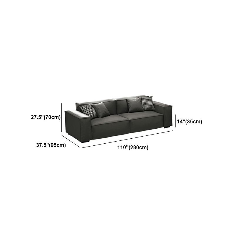 Grey Faux Leather Contemporary Square Arm Sofa Stain Resistant Standard Sofa