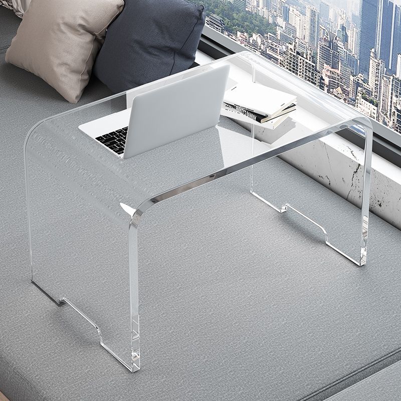 Contemporary Acrylic Side End Snack Table in Clear with Sled Base