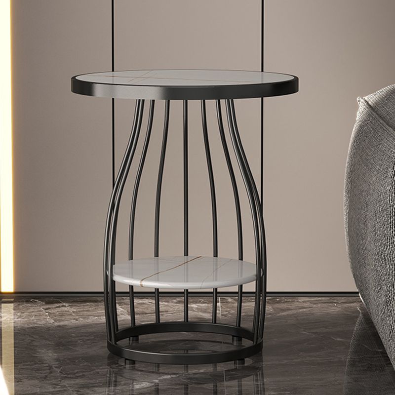 Modern Style Cocktail Table Marble Table Metal Base Round Coffee Table