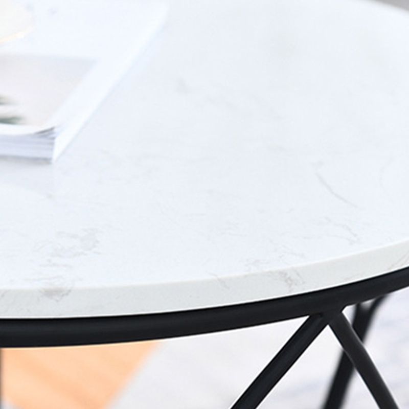 Round Coffee Table Minimalist Coffee Table for Living Room in White