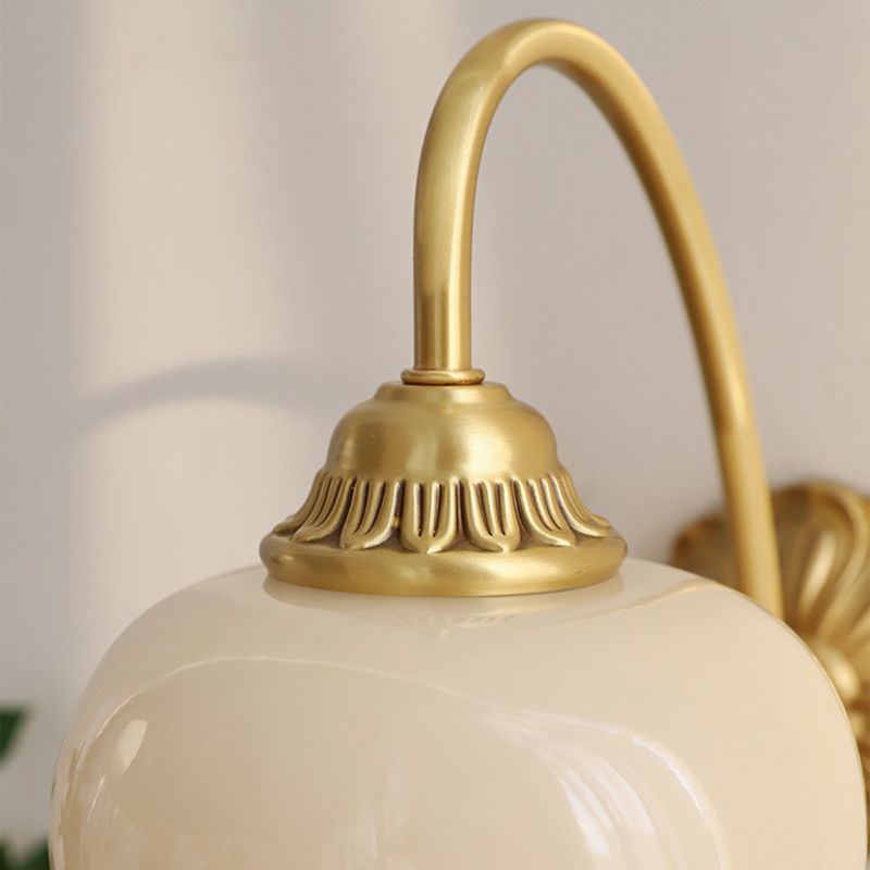 Single Golden Wall Mounted Sconce Modernism Glass Shaded Wall Light for Foyer