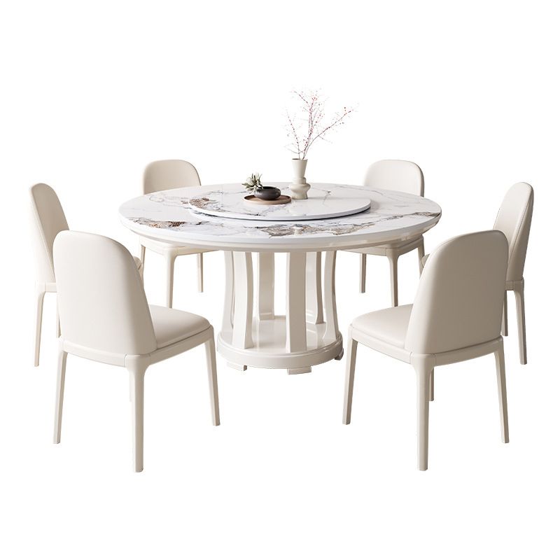 Glam Dining Table Turntable Pedestal Dining Table for Kitchen