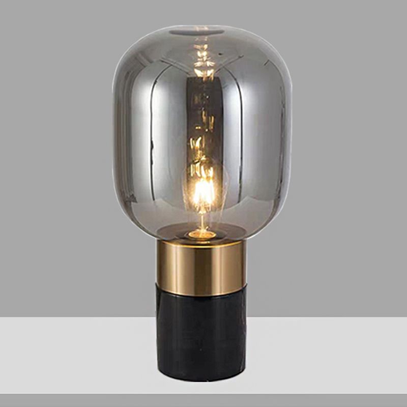 Capsule Night Stand Light Lampada da comodino per comodino ambra post-moderna in vetro singolo in nero/bianco
