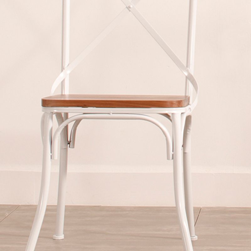 Industrial Cross Back Side Chair Metal Dining Armless Indoor Chair